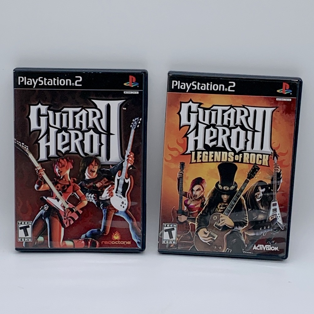 ps2 guitar hero 2 and guitar hero 3 legends of rock untested